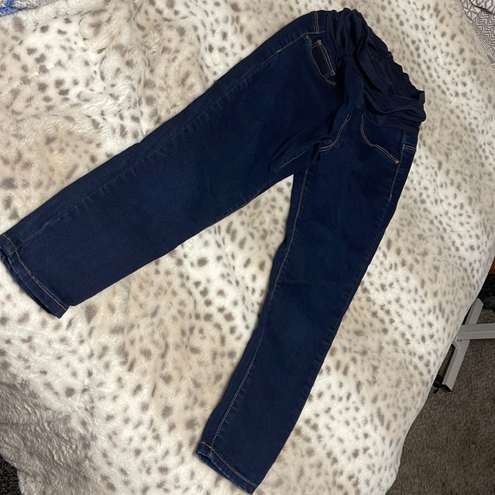 Dark blue maternity crop jeans, S